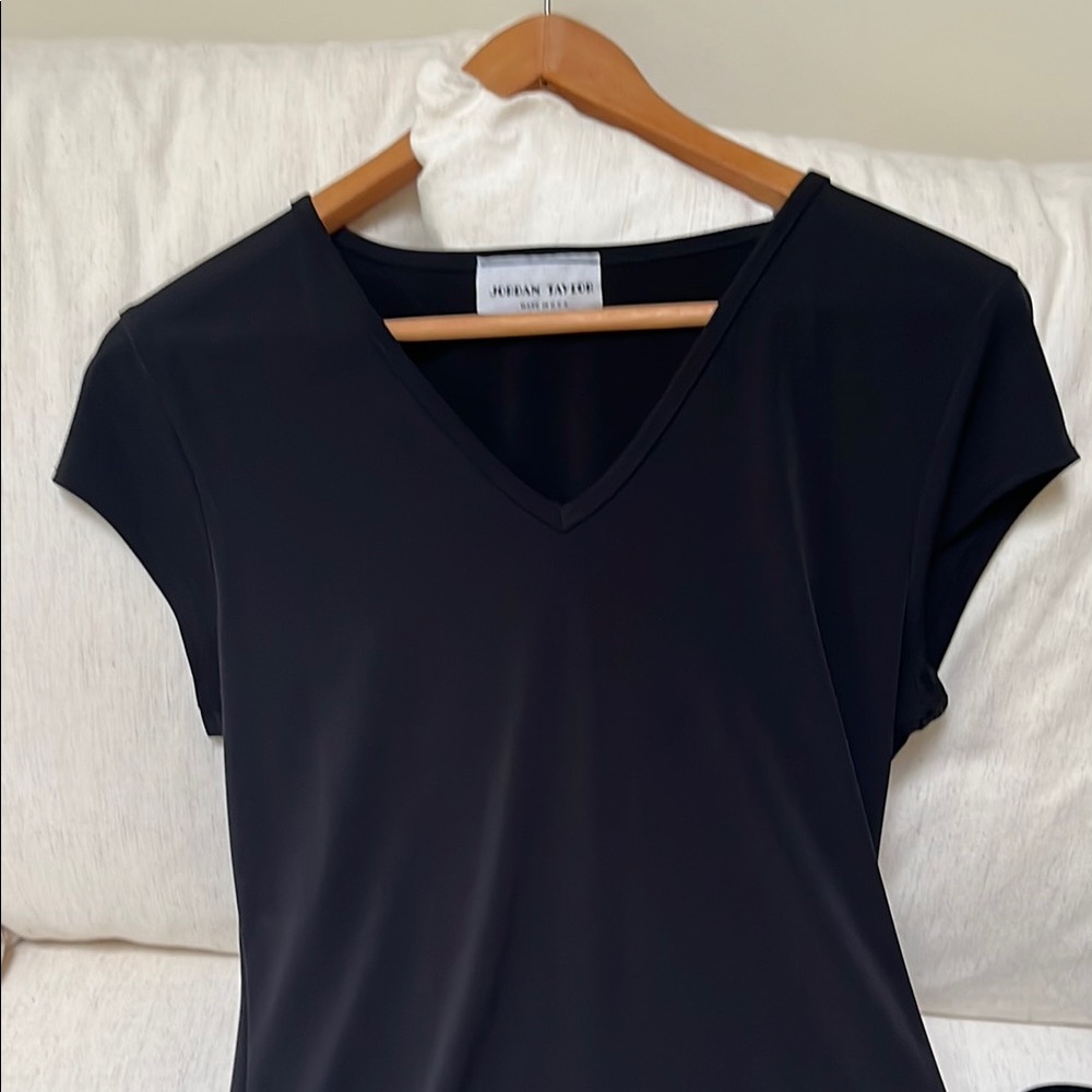 Jordan Taylor Black Vneck Coverup Cap Sleeve Dress Size S/M - Picture 2 of 4
